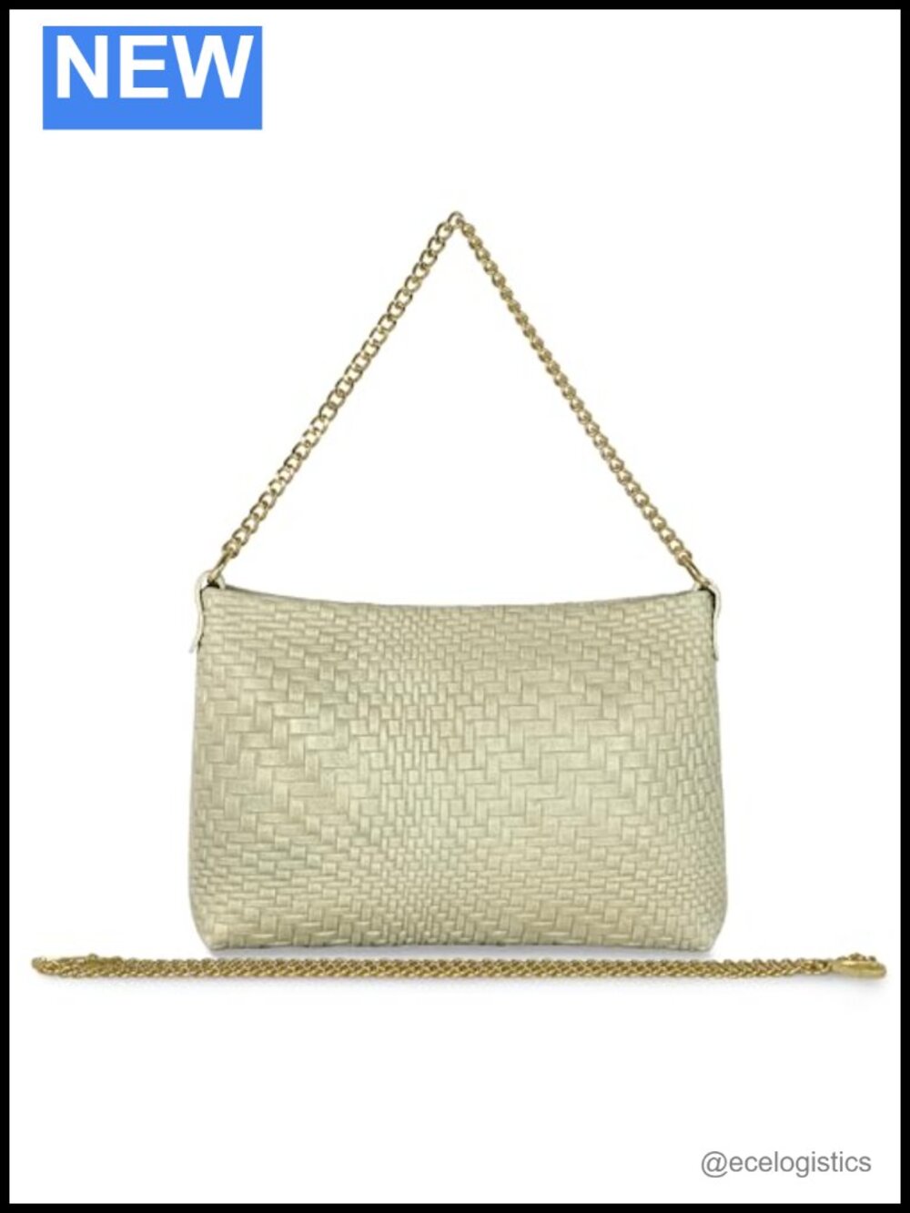 Italian Genuine Suede Woven Crossbody Bag with Gold Chain Clutch Evening Purse